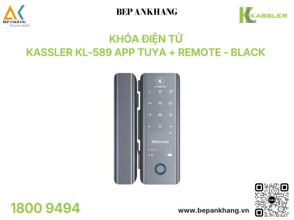 Khóa điện tử Kassler KL-589 App Tuya + Remote - Black 